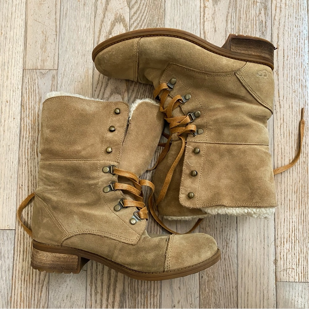 UGG Combat Suede Brown Lace-Up Boots, women’s 6.5 - Picture 4 of 8